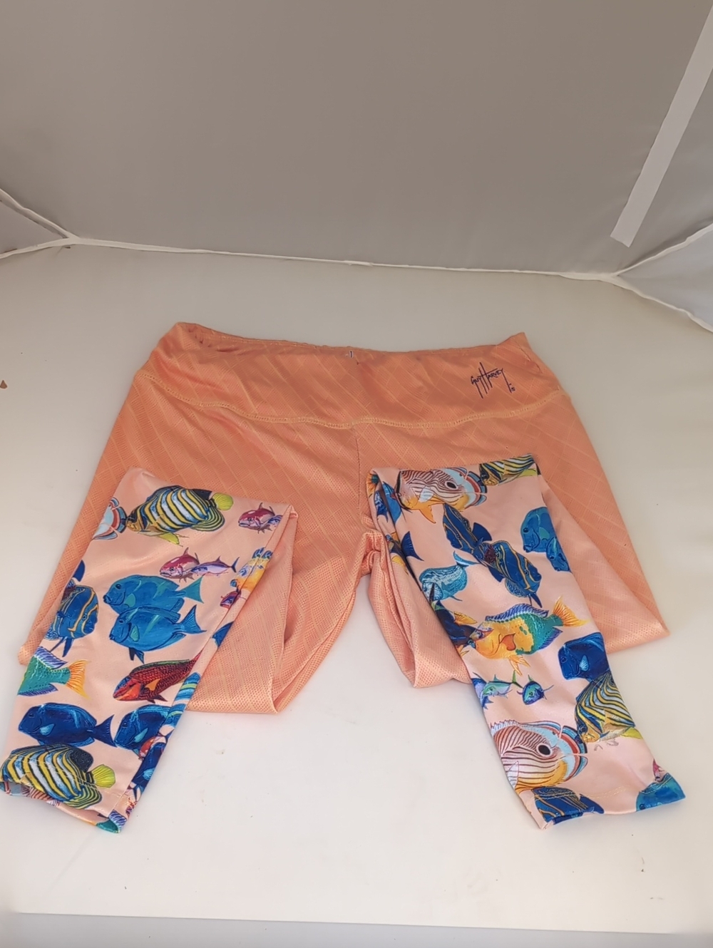 Guy Harvey Peach Athletic Leggings with Tropical Fish Print